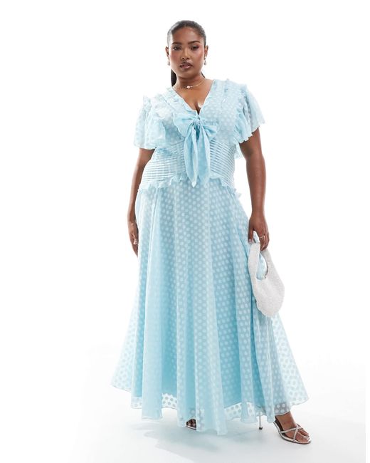 ASOS Blue Asos design curve – midikleid aus jacquard