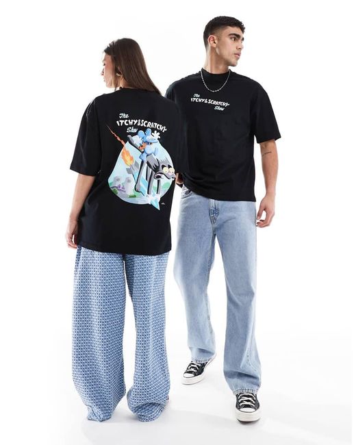 Camiseta Negra Extragrande Con Estampado De "Itchy And Scratchy" De "Los Simpson" De ASOS de color Black