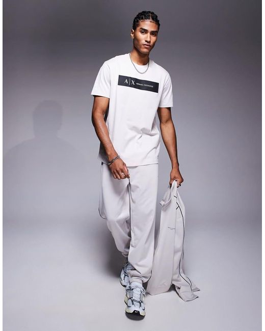 Camiseta Blanca Con Logo En El Centro De -Blanco ARMANI EXCHANGE de hombre de color Blue