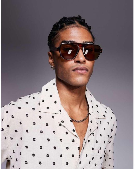 Bershka Aviator Zonnebril in het Gray voor heren