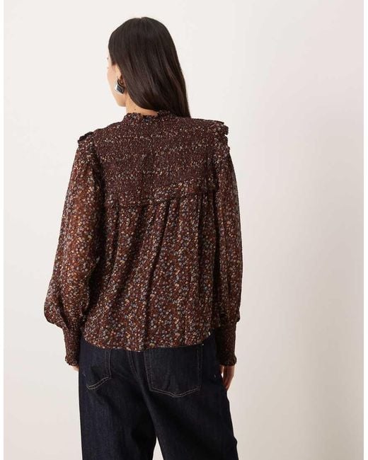 Nobody's Child Brown Joan Shirred Blouse