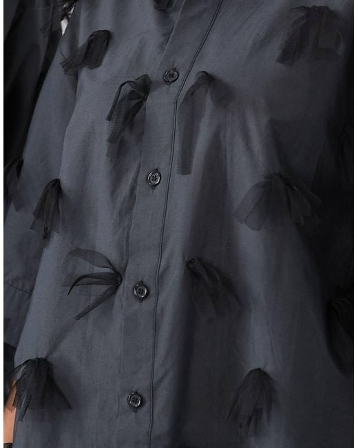 Sister Jane Black Nilsson Cotton Mesh Bow Detail Boxy Short Sleeve Shirt