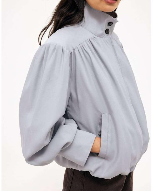 NA-KD Blue High Neck Flowy Jacket