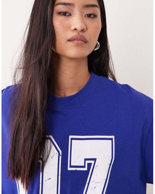 ASOS Blue Oversized T-shirt With Varsity Number