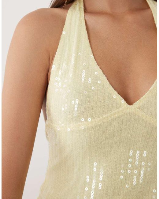 Motel Blue Cosio Sequin Halter Neck Top