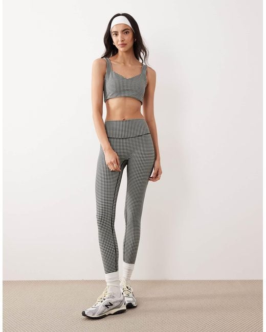 Abercrombie & Fitch Gray – ypb – sport-bh mit herzausschnitt und em hahnentrittmuster, kombiteil