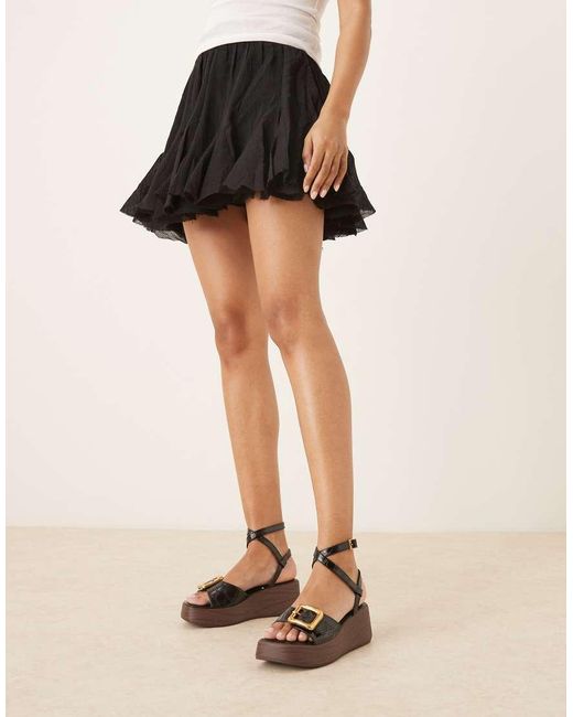 ASOS Natural Tammy Wood Effect Wedges With Buckle Detail