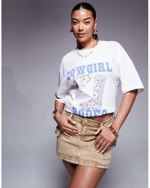 Princess Polly White Velveta Denim Buckle Mini Skirt