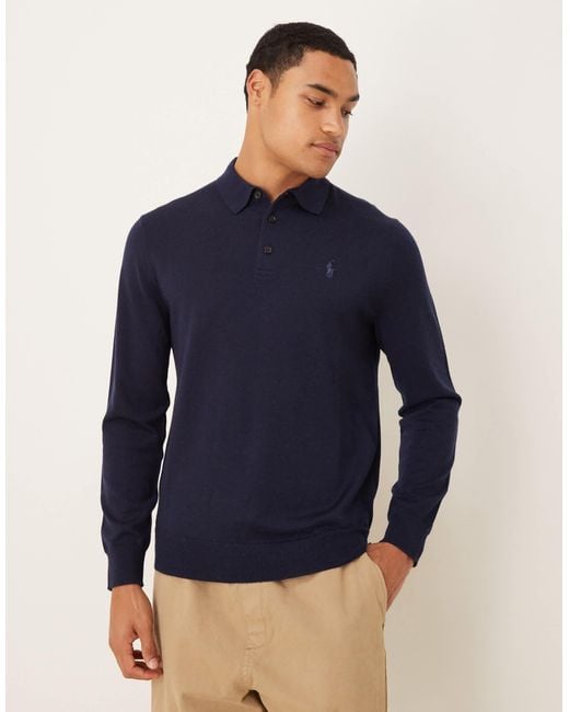 Polo Ralph Lauren – strickpullover aus merinowolle in Blue für Herren