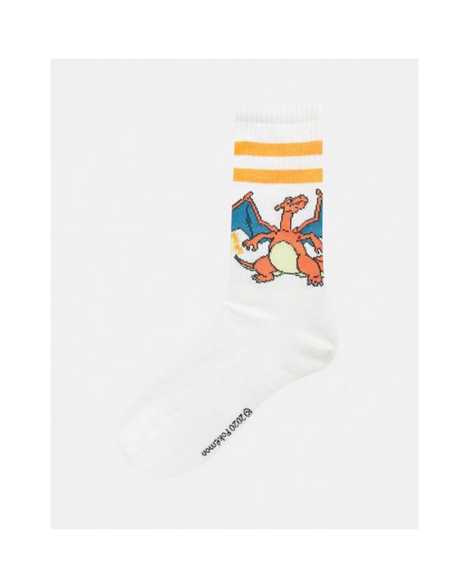 ASOS White Pokemon Sport Socks With Charizard for men