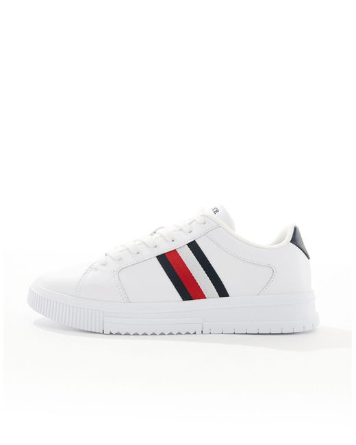 Tommy Hilfiger White Supercup Stripe Leather Trainers for men