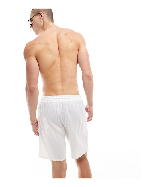 South Beach – shorts aus leinenmischung in White für Herren