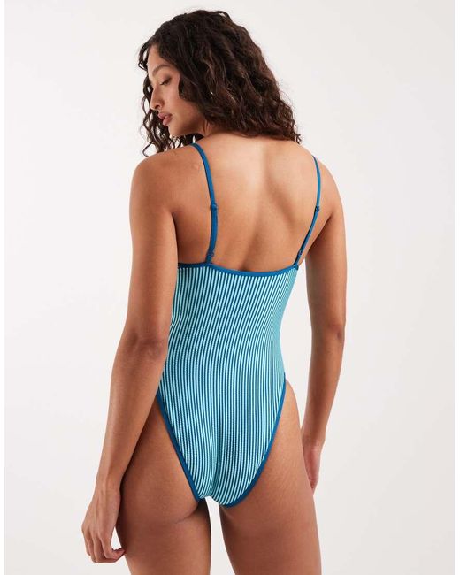 Nike Blue Nike Square Neck Swimsuit