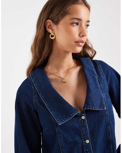 Miss Selfridge Blue Long Sleeve Sailor Playsuit
