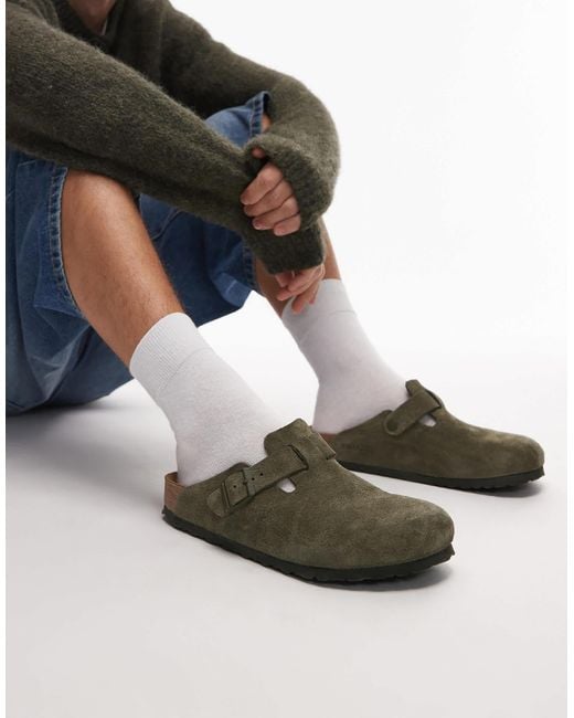 Birkenstock – boston – clogs aus wildleder in Blue für Herren