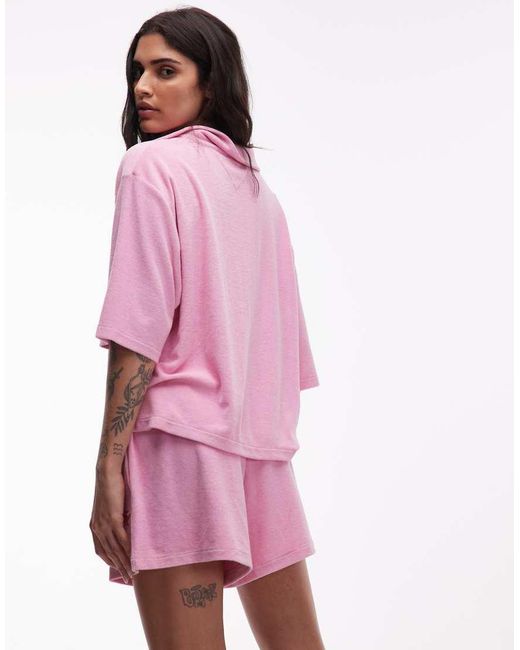 Tommy Hilfiger Pink Resort Logo Towelling Short Co-Ord