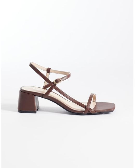 Glamorous Brown Low Block Heeled Sandals