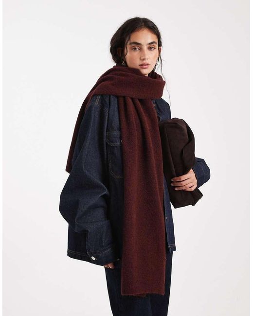 ASOS Blue Fluffy Knit Scarf With Wool