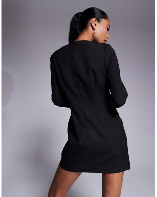 Kaiia Black Exclusive X Sasha Corte Exclusive Tailored Square Neck Diamante Button Through Mini Dress