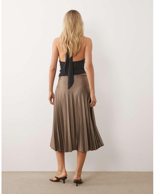 Vila Natural Pleated Midi Skirt