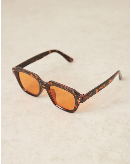 ASOS – eckige sonnenbrille mit klobigem gestell in Brown für Herren
