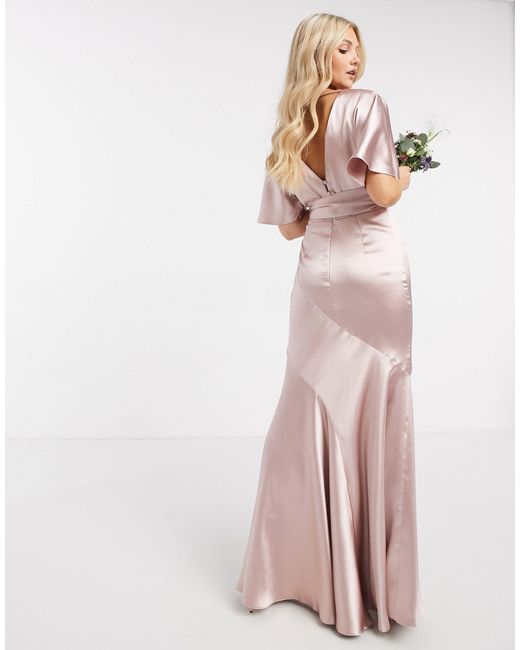 Vestito da damigella lungoASOS in Satin di colore Rosa | Lyst
