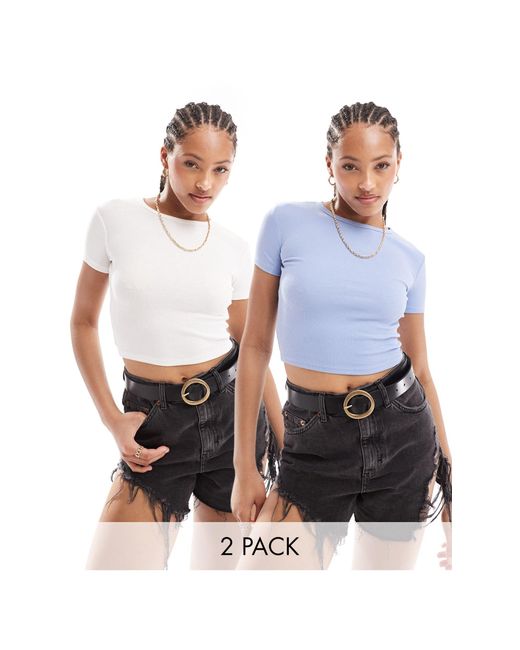 Pull&Bear Blue 2 Pack Ribbed Baby Tee