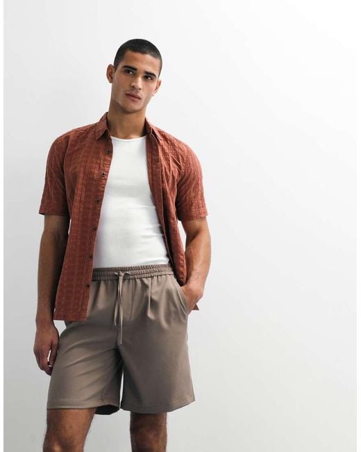 Only & Sons Natural Pull On Pleated Shorts for men