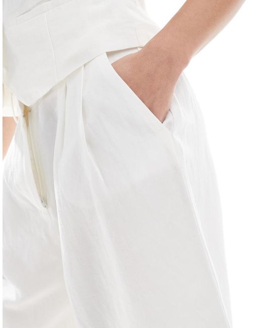 ONLY White Linen Mix Tailored Short Co-ord