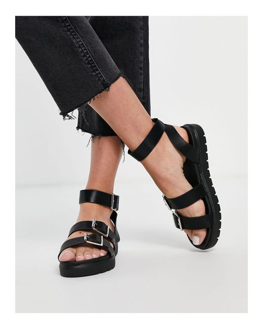 South Beach Sandalen Met Dikke Zool En Gesp in het Zwart - Lyst