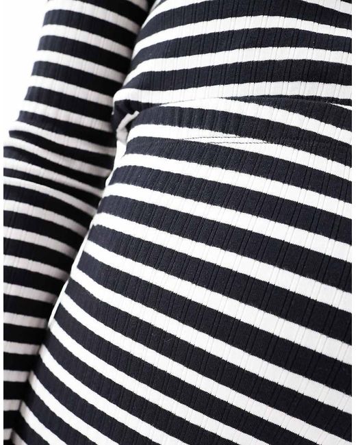 Pantalones A Rayas Monocromáticas De Pernera Ancha De Punto Liso De Mamalicious Maternity (Parte De Un Conjunto) Mama.licious de color Blue