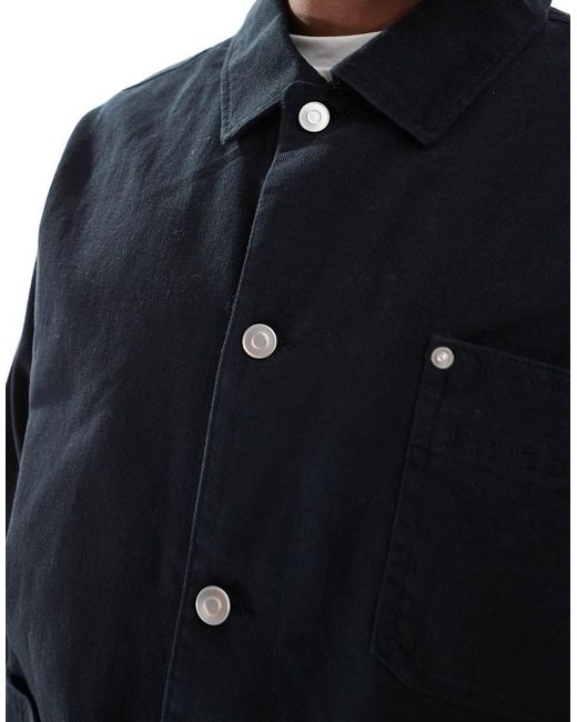 ASOS Blue Washed Twill Worker Jacket for men