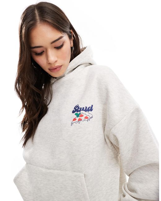 Pull&Bear White – oversize-kapuzenpullover