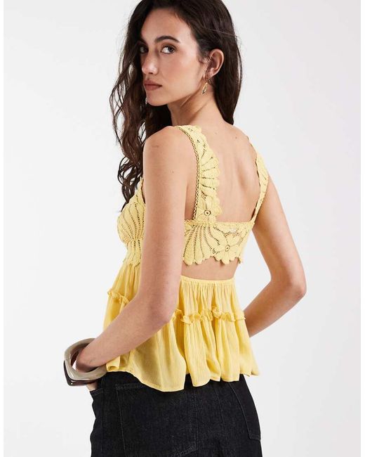 Free People Yellow Intimately Fp Petal Party Ruffle Cami Top
