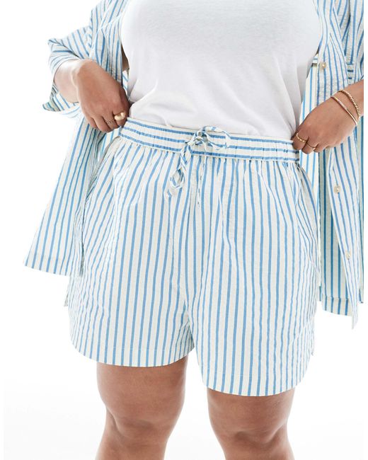 ASOS Blue Curve Seersucker Pull On Boxer Shorts Co-ord