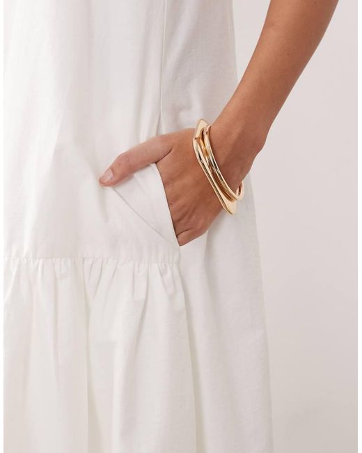 ARRANGE Natural Drop Waist Maxi Dress With Puffball Hem