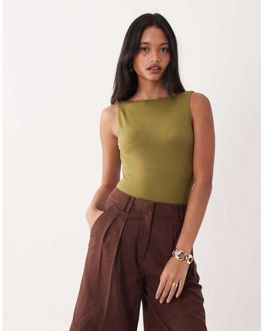 Miss Selfridge Purple Sculpted Low Back Bodysuit