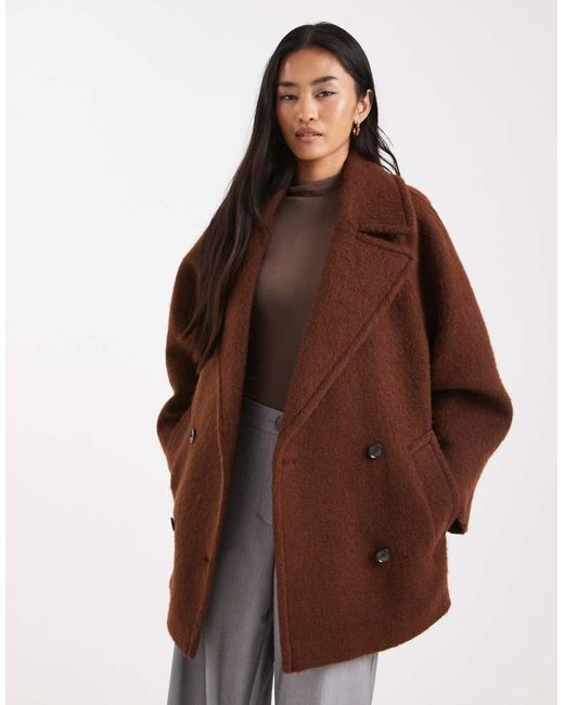 ASOS Premium Wool Blend Pea Coat In Brown Lyst UK asos-premium-wool-blend-pea-coat-in-brown-lyst-uk
