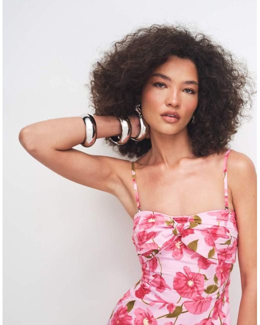 Mango Red 100% Cotton Tie Front Off Shoulder Mini Dress