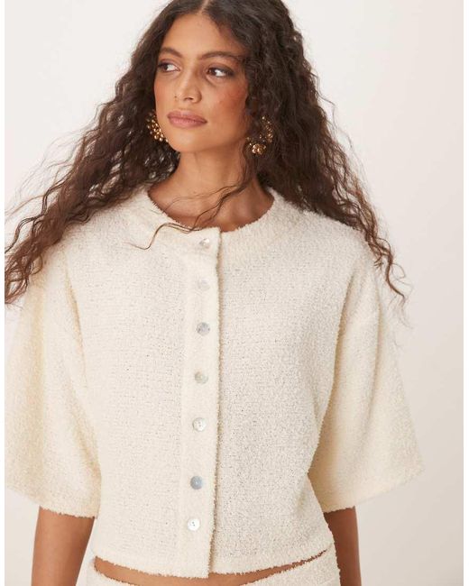 Cardigan Squadrato Soffice Color Crema Con Spalle Scese di ASOS in Natural