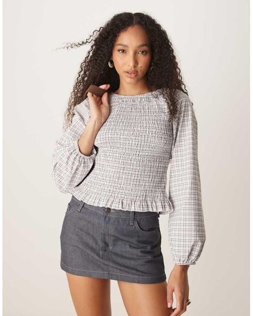 ASOS Gray Shirred Top