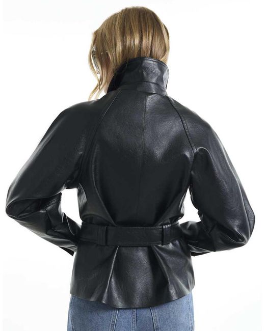 River Island Gray Belted Biker Jacket