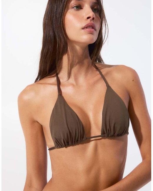 Pull&Bear Brown Triangle Bikini Top