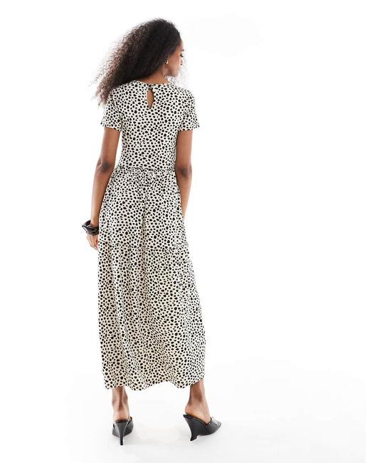 Wednesday's Girl White Smudge Spot Tiered Midaxi Dress