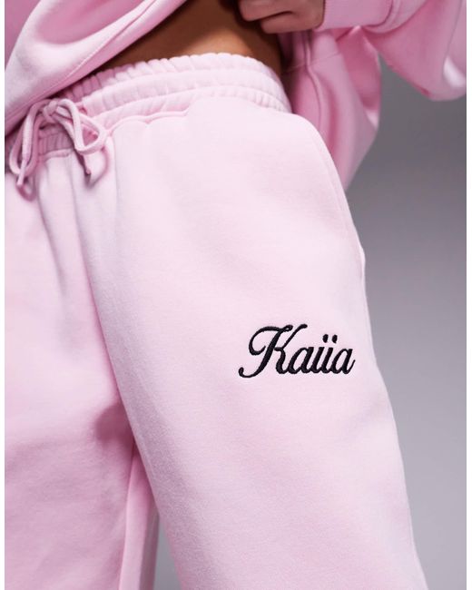 Kaiia Pink Embroidered Script Logo jogger Co-ord
