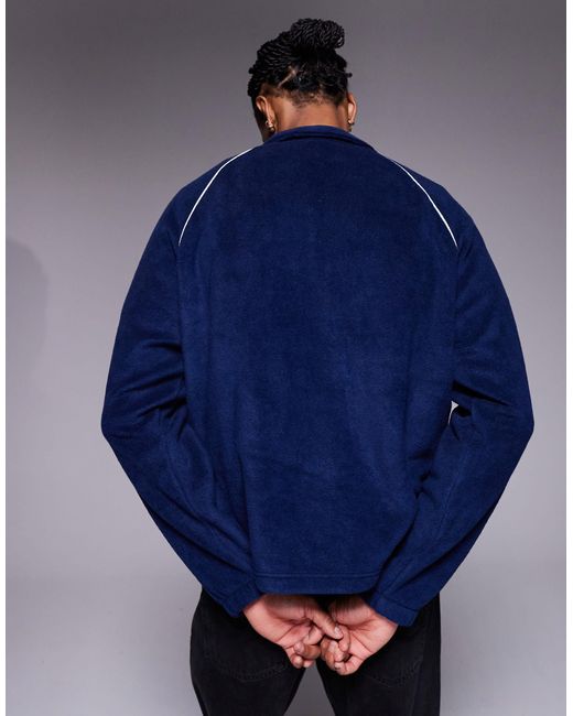 Sweat décontracté en polaire à col cheminée à liserés ASOS pour homme en coloris Blue