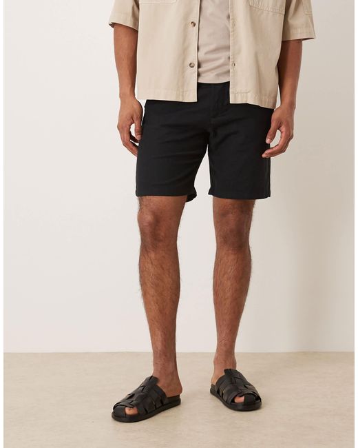 SELECTED Natural Linen Blend Shorts for men
