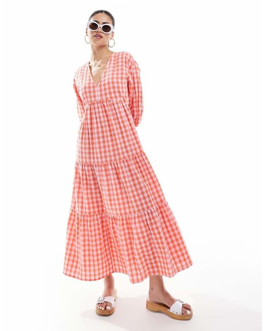 New Look Pink V-Neck Smock Midi Dress