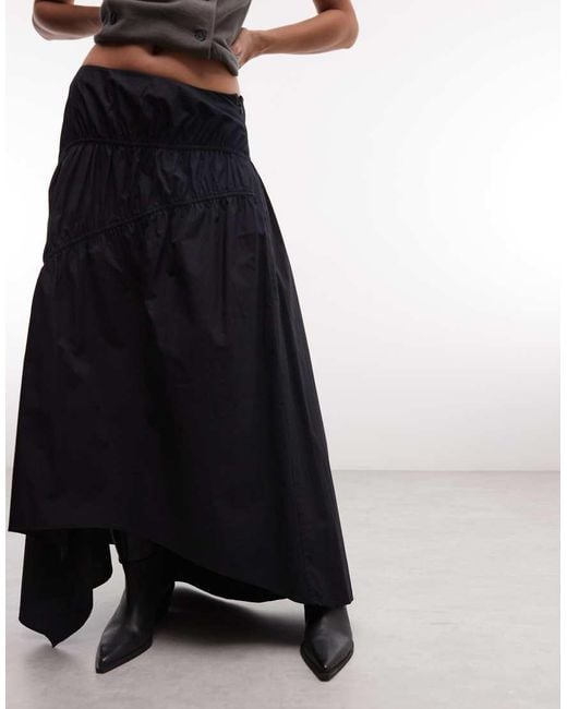 AllSaints White Nuria Gathered Pleated Midi Skirt