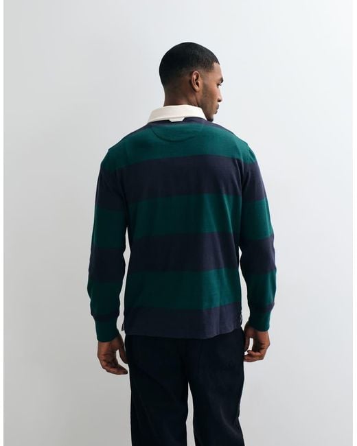 Gant Blue Heavyweight Striped Rugby Polo for men